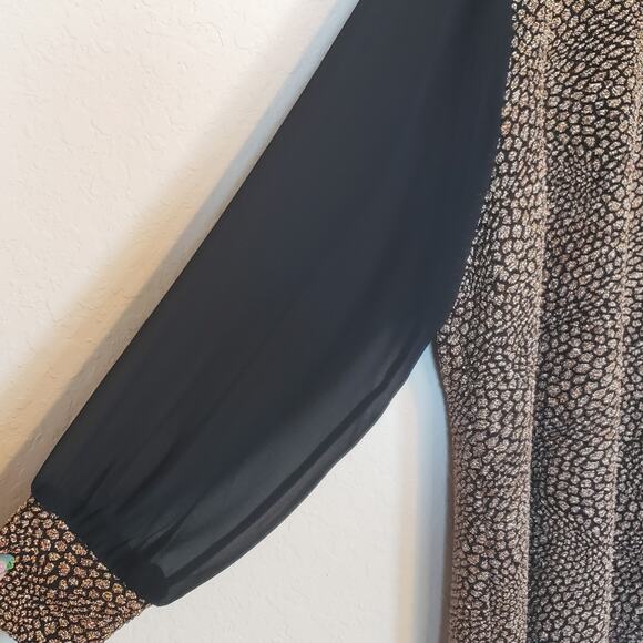Vince Camuto Animal Print Gold Black Long Sleeve Blouse Plus Size 3x Mob Wife - Picture 4 of 8